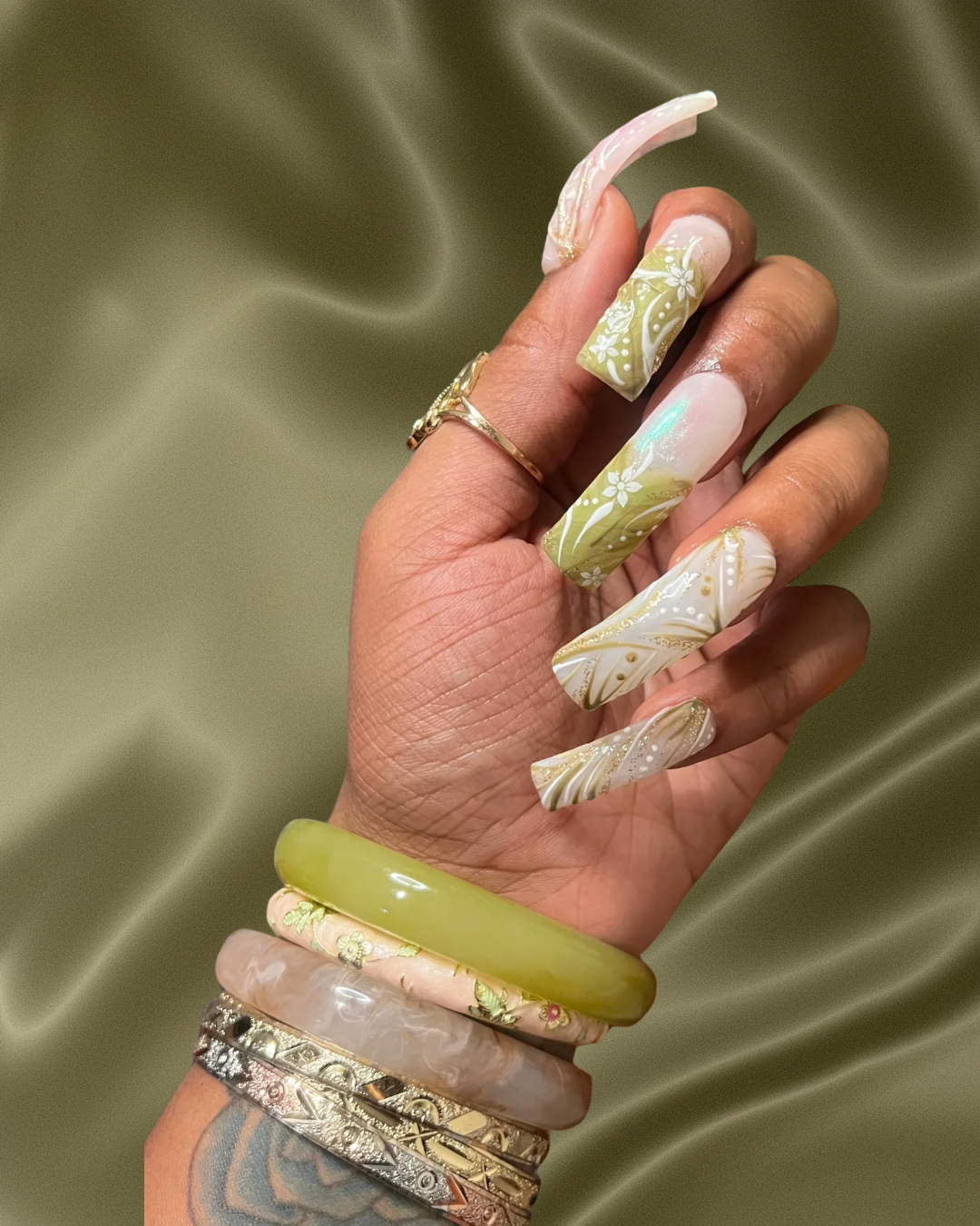 Virgo Spirit | 90s R&B Press-On Nails | Handmade Long Curved Nails | Reusable
