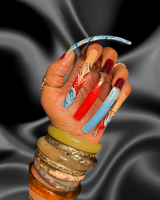 Atlanta Nights| 90s R&B Press-On Nails | Handmade Long Curved Nails | Reusable