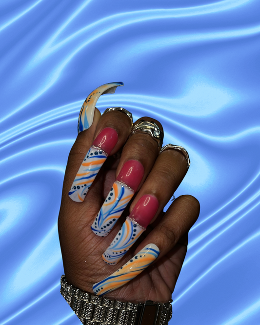 Block Party | 90s R&B Press-On Nails | Handmade Long Curved Nails | Reusable