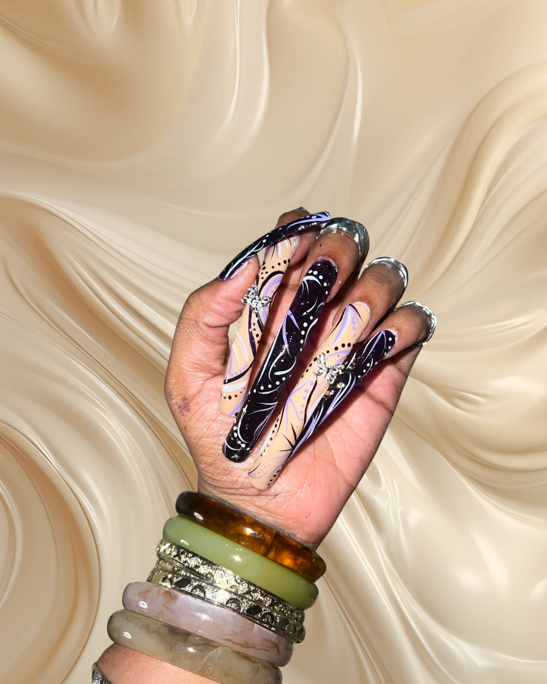 FreakNik After Dark  | 90s R&B Press-On Nails | Handmade Long Curved Nails | Reusable