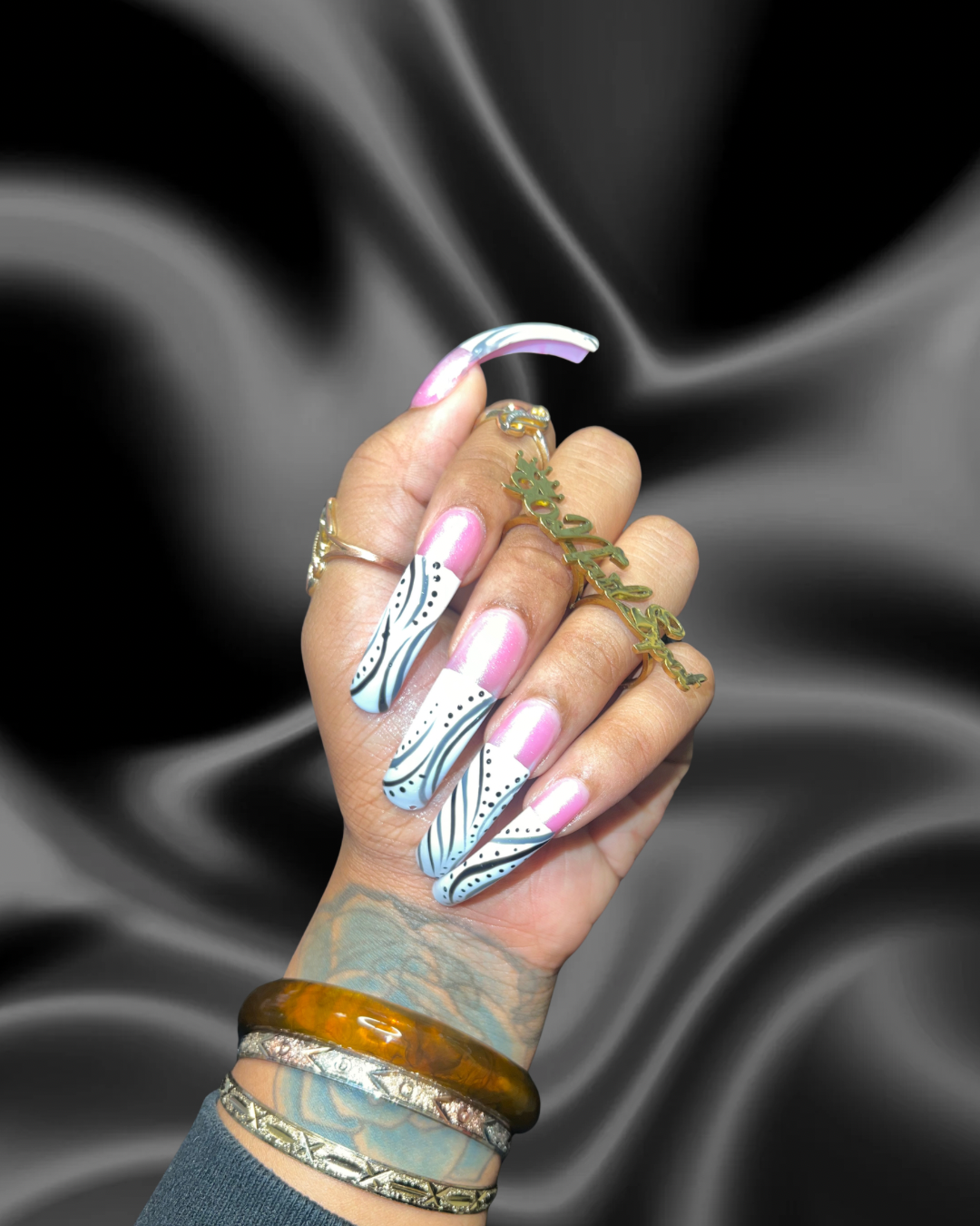 The Mixtape | 90s Press-On Nails | Handmade Long Curved Nails | Reusable