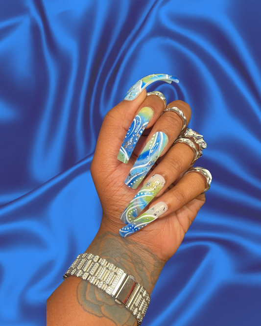 Not Tonight | 90s R&B Press-On Nails | Handmade Long Curved Nails | Reusable
